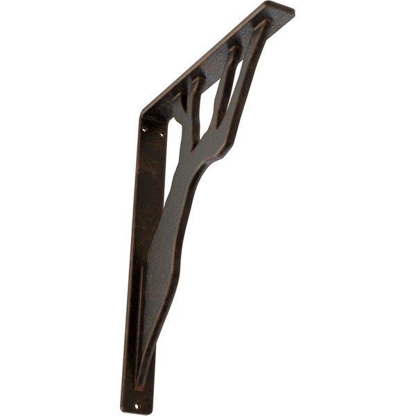 Ekena Millwork Damon Wrought Iron Bracket, (Single center brace), Antiqued Bronze 1 1/2"W x 10"D x 12"H BKTM01X10X12SDAABZ